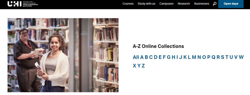 A-Z online collections page